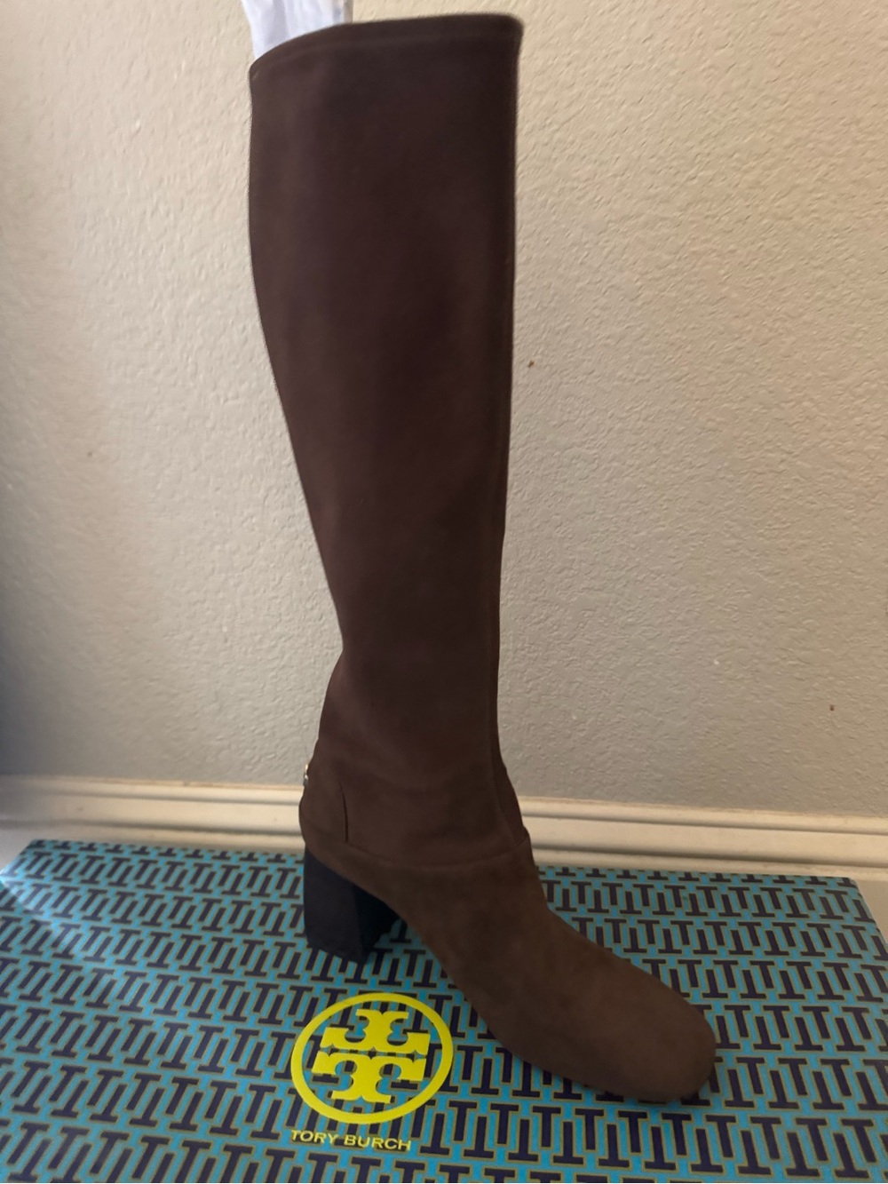 Tory Burch Brown Boots- SIDNEY 70MM BOOT KID SUEDE/STRETCH SUEDE